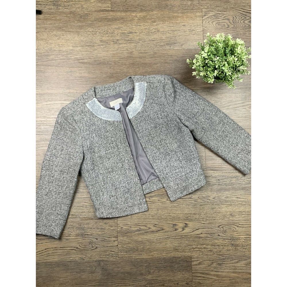 Ann Taylor Loft Metallic  Sequin Cropped Blazer